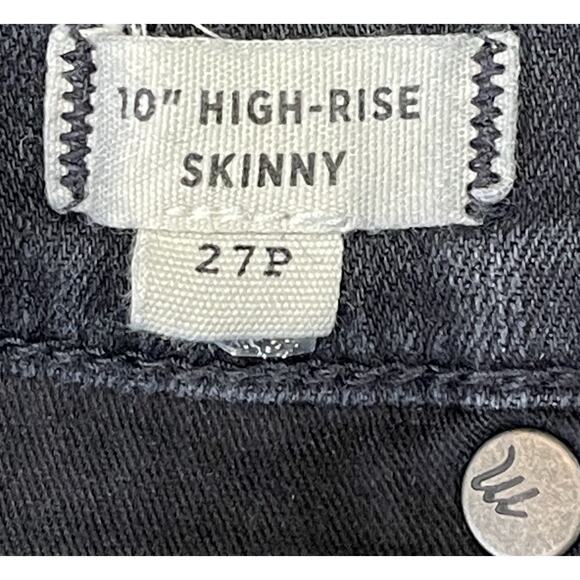 Madewell 10” High Rise Skinny Jeans Button Fly Size 27P Women’s Black Denim - Picture 11 of 13